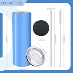 YOUKE OLA 12 Pack Stainless Steel Skinny Tumblers 20oz - Bulk Straight Double Wall Vacuum Insulated Tumbler with Lid and Straw & Silicone Base for Travel, DIY, 12 Colors - Image 2