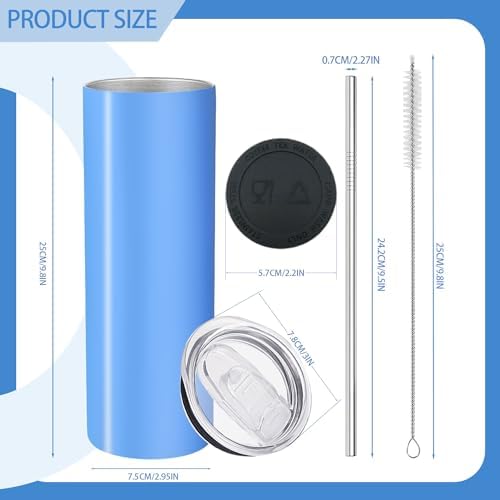 YOUKE OLA 12 Pack Stainless Steel Skinny Tumblers 20oz - Bulk Straight Double Wall Vacuum Insulated Tumbler with Lid and Straw & Silicone Base for Travel, DIY, 12 Colors - Image 2