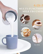 Milk Frother, Milk Frother and Steamer for Frothing and Heating Milk, 4 IN 1 Multifunction Milk Frother Electric for Hot & Cold Froth, Automatic off & Easy Cleaning, Black, JC-A2-W1 - Image 3