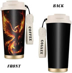 Galaxy Phoenix Double Wall Vacuum Insulated Coffee Tumbler Traditional 316 Stainless Steel Travel Mug with Handle and Straw Leakproof Coffee Cup for Tea Iced Drinks Black - Image 2