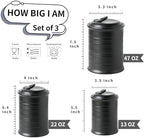 Nihow Food Storage Jar,Ceramic Canister Sets for The Kitchen,Set of 3,Black - Image 2
