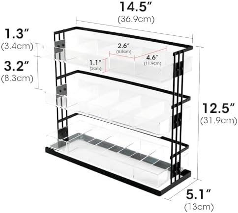 J JACKCUBE DESIGN Tea Bag Organizer Steel and Acrylic 3 Tier, 15 Compartment Tea Bags Sugar Packets Coffee Station Storage Holder for Cabinet Countertop Office (Black)- MK956A - Image 2