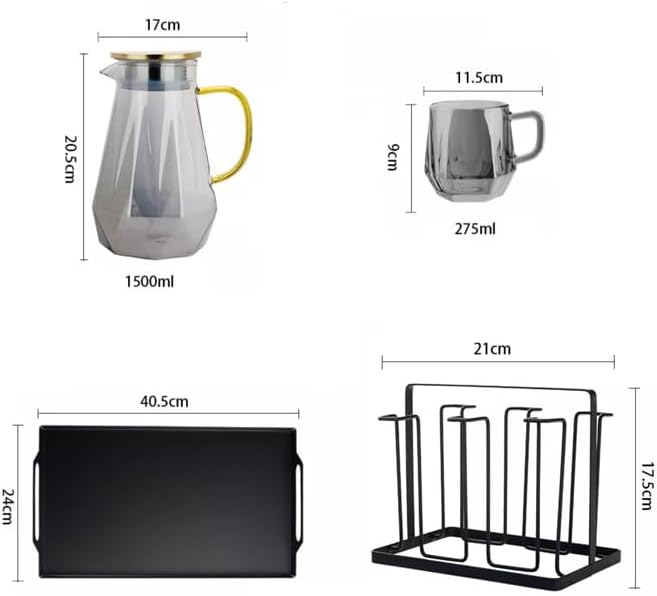 Water Pitcher Living Room Hospitality Teacup Set with Glass Drinking Cup Household high Temperature Resistant Cold Kettle Large Capacity Water Jug - Image 2