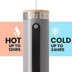 Elemental Iconic Stainless Steel Water Bottle Infuser, 20oz Triple Wall Vacuum Insulated Water Bottle, Reusable Fruit & Tea Infuser Thermal Bottle with Internal Strainer and Bamboo Lid - Matte Gray - Image 5