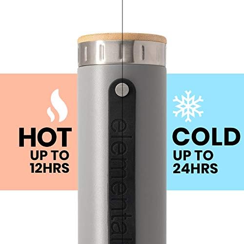 Elemental Iconic Stainless Steel Water Bottle Infuser, 20oz Triple Wall Vacuum Insulated Water Bottle, Reusable Fruit & Tea Infuser Thermal Bottle with Internal Strainer and Bamboo Lid - Matte Gray - Image 5