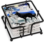 CafePress BLACK &Amp; WHITE GERMAN SHEPHERD DOGS Tile Coaste Tumbled Stone - Set of 4 Coasters Set of 4 w/holder by CafePress
