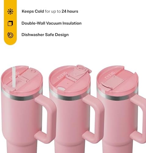 RTIC 40oz Road Trip Tumbler, Insulated, Ceramic Lined, Dusty Rose - Image 2