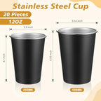 Mimorou 20 Pack 12 oz Stainless Steel Cups Metal Cup, Black - Image 2