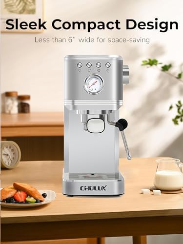 CHULUX Kompatto Espresso Machine 20 Bar with Milk Frother, Stainless Steel Automatic Espresso Coffee Machine for Home Latte & Cappuccino Maker, 40oz Removable Water Tank, 1350W - Image 5