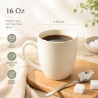 AmorArc 16 oz Coffee Mugs Set of 6, Large Ceramic Coffee Cups-Light Beige - Image 3