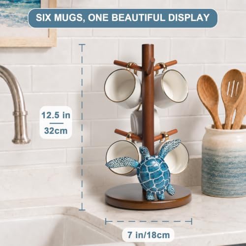 Sea Turtle Decor Wooden Mug Tree Cup Stand Beach Ocean Coastal Home Decor - Image 3