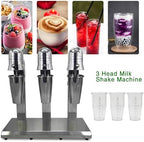 3 Head Electric Milk Shake Machine, 110V 18000RMP Powerful Electric Tea Drink Mix Milkshake Mixer with 3 x 800ml Cup, Milk Frother Mixer for Milk Drink Tea Juice - Image 5