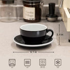 Loveramics Cappuccino Cup with Saucer, 8 oz Ceramic Coffee cup with Round Bottom for Cappuccino, Latte, Tea, Espresso, Thick-walled Stoneware Cup Set for Barista - Regular Colours (Black, 8OZ) - Image 5