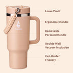Farsea 40oz Insulated Stainless Steel Travel Tumbler with Handle & Straw - Image 3