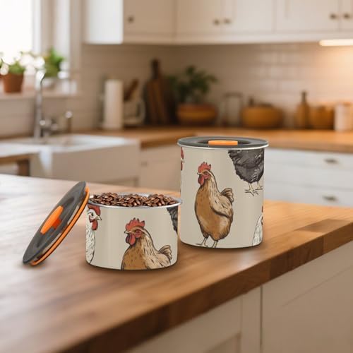 Stainless Steel Jar, Rooster Chicken (002) Food Storage Container with Lid, Sealed and Moisture-Proof, Suitable for Coffee Beans, Nuts and Candies, 17 oz - Image 7