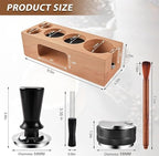 Espresso Accessories Kit 5-PCS Including Wooden Portafilter Station Organizer | 58MM Coffee Distributor | 58MM Tamper Press | WDT Stirrer Needle | Coffee Mat Brush, Multipurpose Espresso Tools - Image 2