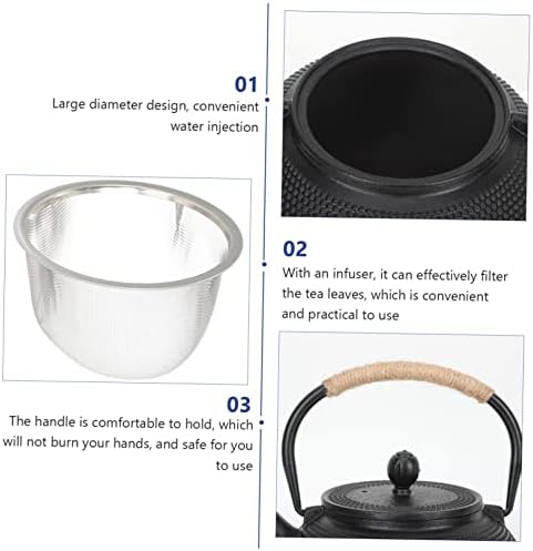 Cast Iron Teapot 800ml with Infuser and Handle Black - Image 7