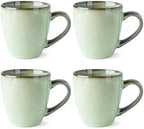GBhome Ceramic Coffee Mugs Set of 4, 12oz Stoneware Coffee Mugs Set For Dad Mom Women MEN, Light Weight Ceramic Coffee Cups for Latte/Tea/Beer/Hot Cocoa, Dishwasher & Microwave Safe, Pastel Green by GBhome
