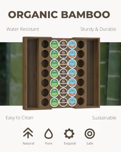 Bamboo Coffee Pod Drawer Organizer for K-Cups,35 Pods - Image 6