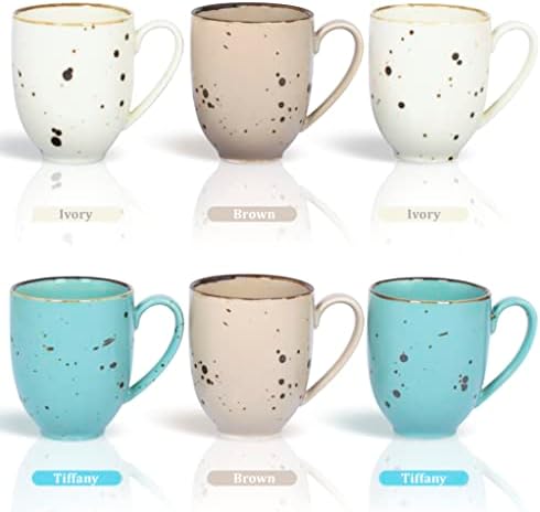 Esfour Ceramic Coffee Mugs Set Of 6, 14 Oz Large Handle Heavy Duty Cups - Microwave Dishwasher Safe - Latte, Cappuccino, Tea, Cocoa, Mocha - Men, Women, Home Office Daily Use, Natural Assorted Colors - Image 3