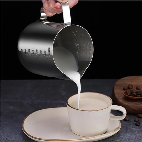 Milk Frothing Pitcher 350/600/900ml Milk Frothing Jug Stainless Steel Espresso Coffee Cup Sharp Mouth Barista Frother Pitcher Kitchen Cafe Accessories(600ml) - Image 6