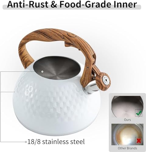Stovetop Teapot For Home And Restaurant Tea Kettle Whistling For Stove Top Food Grade Stainless Steel Pot With Wood Handle(A) - Image 6