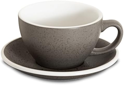 Loveramics Coffee Cup Ceramic, 10 oz Latte Art Cup with Saucer for Cappuccino, Tea, Espresso, Thick - walled stoneware Cappuccino mug Set for Cafe and Barista - (Granite, 10OZ, 1 Cup and 1 Saucer) by LoveramicsUSA