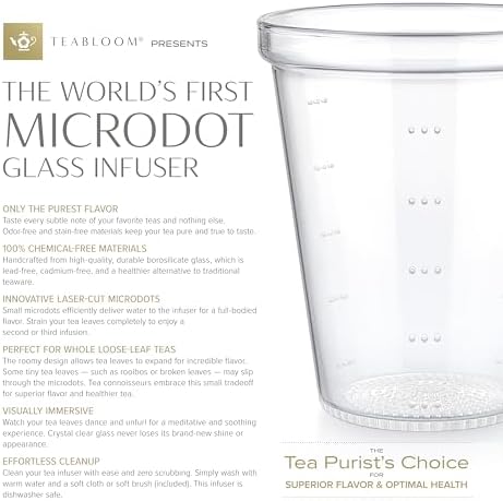 Teabloom Pure Connoisseur Heatproof Glass Teapot With Microdot Glass Infuser For Whole Leaf Teas, 34 Ounces – A Tea Purist's Choice - Image 5