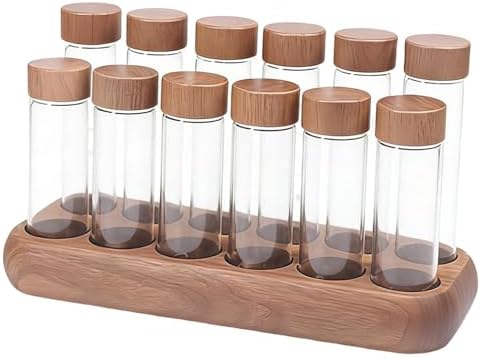12 Pieces Coffee Bean Storage Tube Single Dose Glass Tube Airtight Wooden Holder Protection Suitable for Coffee Kitchen countertop, 6 Short and 6 Long - Image 7