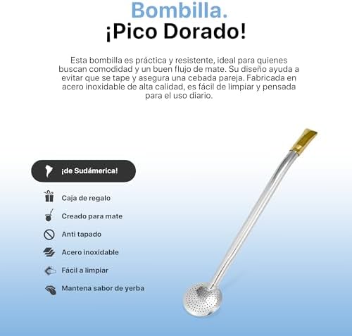 Bombilla de Acero Inoxidable Pico Dorado para Mate – Durable, Perfecta para Mate Argentino y Brasileño - Image 2