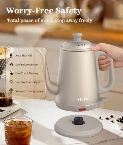 Gooseneck Electric Kettle 1L, 1000W, Pour-Over Coffee & Tea (Gold) - Image 5