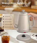 Gooseneck Electric Kettle 1L, 1000W, Pour-Over Coffee & Tea (Gold) - Image 5
