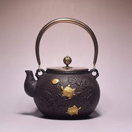 Cast Iron Tetsubin Teapot 1.2L Handmade Japanese Tea Kettle With Turtle Crane Pattern, Heat Resistant Loose Leaf Tea Pot - Image 3