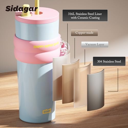 SDGA+ 24 oz Stainless Steel Tumbler with Lid and Straw, Insulated Water Bottle Leak Proof for Hot and Cold, Portable Travel Coffee Mug, Reusable Coffee Cup for Women, Blue - Image 7