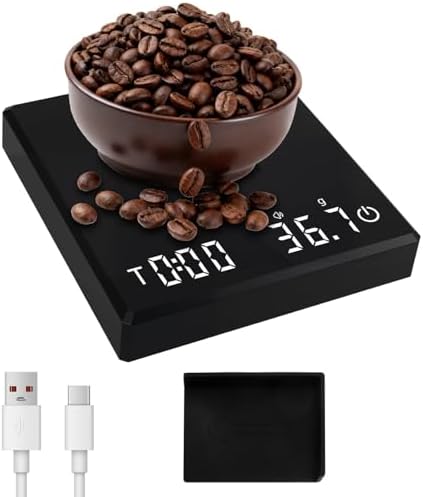 Coffee Scale with Timer, 0.1g Precision Digital Coffee Scale, USB Rechargeable by FashionCaring-MakeitYours