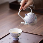 Tea Kettle Purple Peony Handle Teapot New Chinese Simple Teapot Exquisite Afternoon Teapot Single Pot Kung Fu Tea Set Tea Cup Ceramic Tea Infuser - Image 7