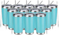 MEWAY 20oz Tumbler 12 Pack Double Wall Vacuum Insulated Travel Mug Bulk, Stainless Steel Tumblers with Lid and Straw, Durable Powder Coated Coffee Cups for Cold & Hot Drinks (Blue, 12) by MEWAY