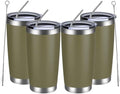 MEWAY 20oz Tumbler 4 Pack Double Wall Vacuum Insulated Travel Mug Bulk, Stainless Steel Tumblers with Lid and Straw, Durable Powder Coated Coffee Cups for Cold & Hot Drinks (Army Green, 4) by MEWAY