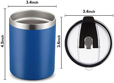 MEWAY 12 oz Lowball, Tumbler Stainless Steel Double Wall Vacuum Insulated Mug with Straw and Lid, Cleaning Brush ，Durable Powder Coated Insulated Coffee Cup for Cold & Hot Drinks (Navy,4 pack) - Image 3