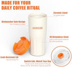 CHEERFUL GOAT Ceramic Travel Tumbler Ceramic Coffee Mug with 2 Lids - Image 4