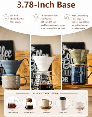 Gomakren Ceramic Berry Basket Set of 2, Elegant Fruit Basket Container & Ceramic Pour Over Coffee Dripper, Single-Hole Cone Brewer - Image 7