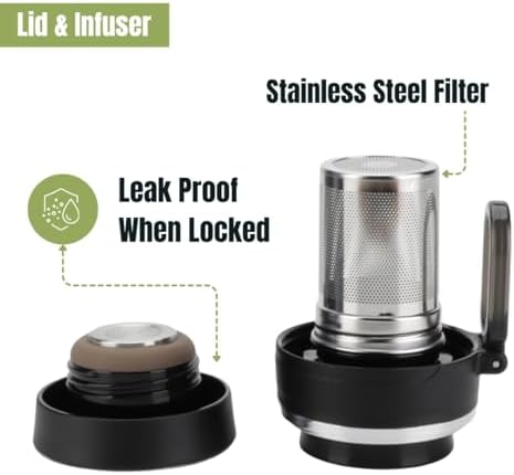 Ozizo 2 Pack Tea Infuser Bottle for Loose Leaf Tea | 18 oz Stainless Steel Herbal Infuser Travel Mug | Water Bottle with Infuser Set | Double Wall Insulated Drinking Cup with Strainer | Blue - Image 2
