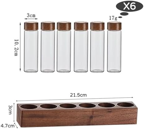 Elegant Glass Coffee Bean Holder with Wooden Base, 6 Hole 17g - Image 3
