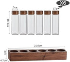 Coffee Storage Jar Airtight Glass Canister Tube Wooden Display Stand Single Dose Vial Funnel Sealed Organizer Suitable for Kitchen Restaurant B, 6 Hole 17g - Image 3