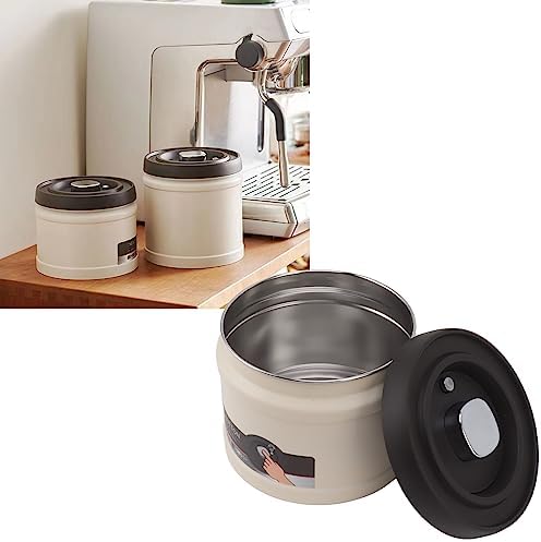 Stainless Steel Coffee Canister,Vacuum Sealed Coffee Container 304 Stainless Steel Press Type Airtight Food Storage Container for Coffee Beans Tea Nuts 1100ML Stainless Steel Color(1600ML-Beige) - Image 6