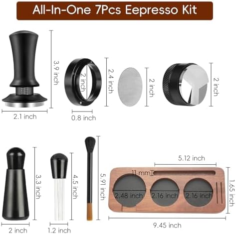 8 PCS Espresso Accessories with Wooden Storage Box, Espresso Tool Kit with Espresso Tamping Station, Distributor, Stirrer, Dosing Funnel, Needle Distributor, Puck Screen (54mm) - Image 2