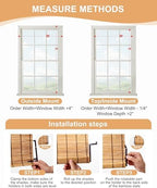 30" W x 72" H Cordless Bamboo Roman Shades for Interior, Camel - Image 3