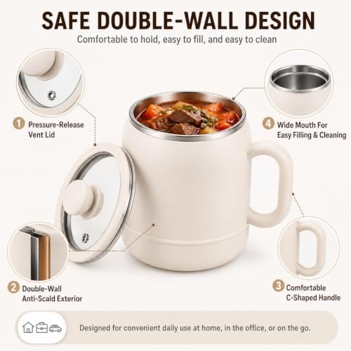 Multi-Function Portable Electric Stewing Cup with Filter, 27 Oz，Red - Image 3