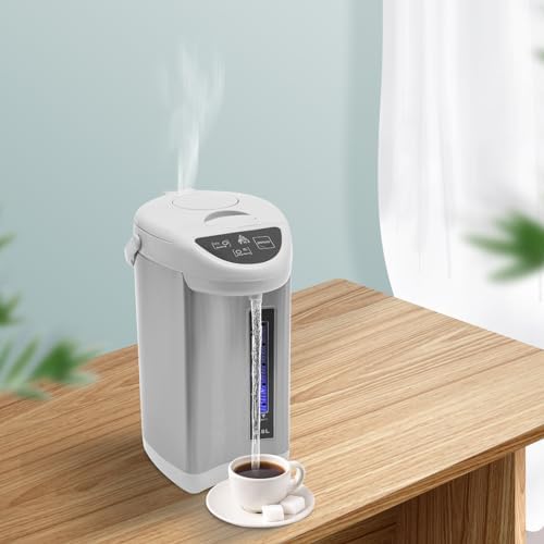 Electric Tea Kettle, 304 Grey 7.87 * 15in Stainless Steel Hot Water Dispenser 4L 750 Watt Removable Water Tank Adjustable Water Temperature for Tea&Coffee by DUTTIETY