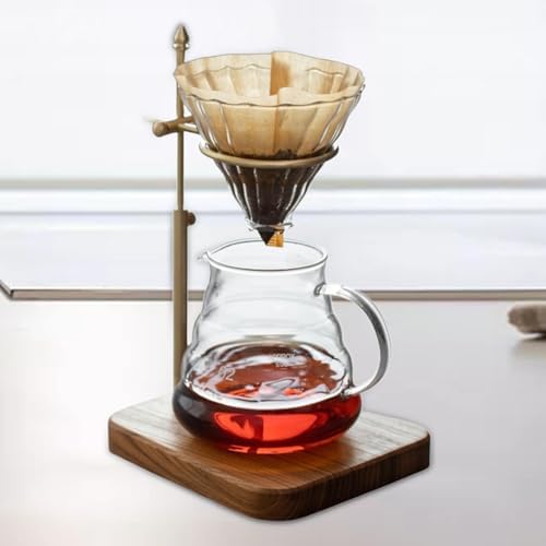 Coffee Dripper Stand Wooden Pour Over Holder Adjustable Iron Rack Rotatable Base Structure Suitable for Milk Tea Shop countertop Home - Image 6